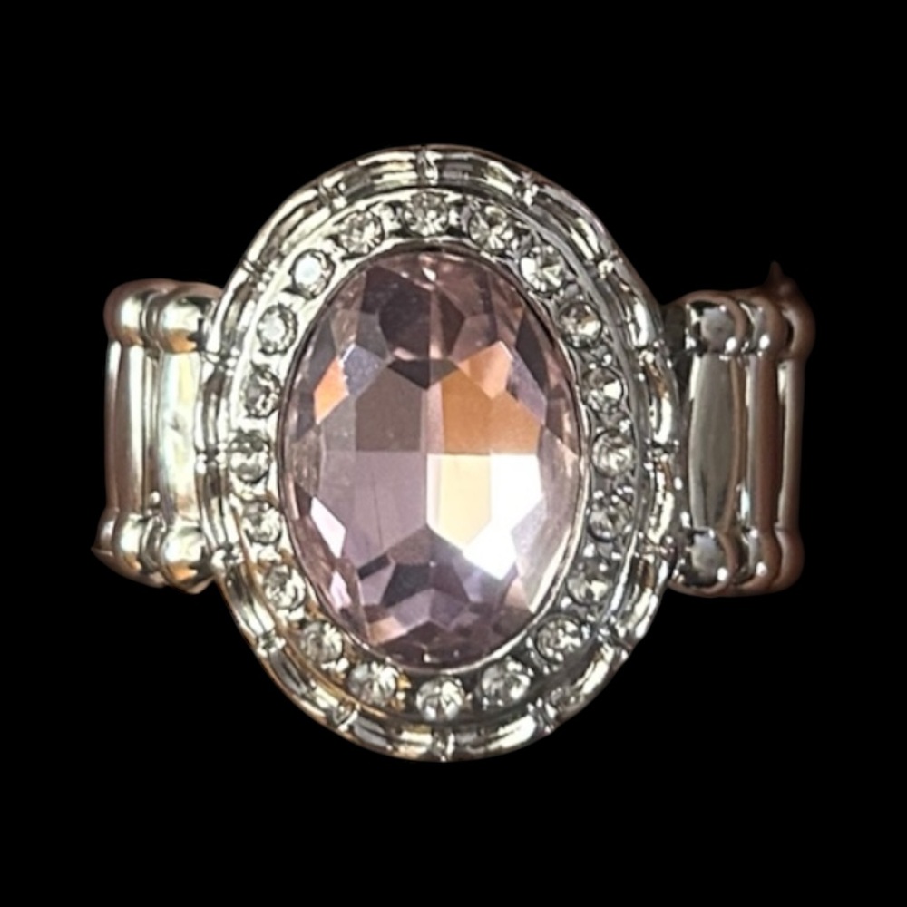 Elegant Silver and Lavender Stretch Ring